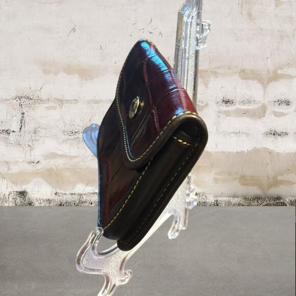 Dooney & Bourke Croc Embossed Red/ Dk. Brown Leather Wristlet - Picture 5 of 7